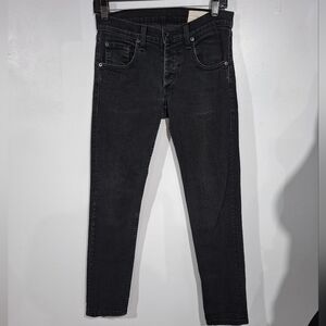 Rag & Bone Jeans 29 Washed Black Fit 1 Extra Slim Skinny Stretch Ankle Denim